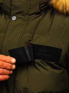 Herr Lång Quiltad Vinterjacka Kaki Bolf 6476