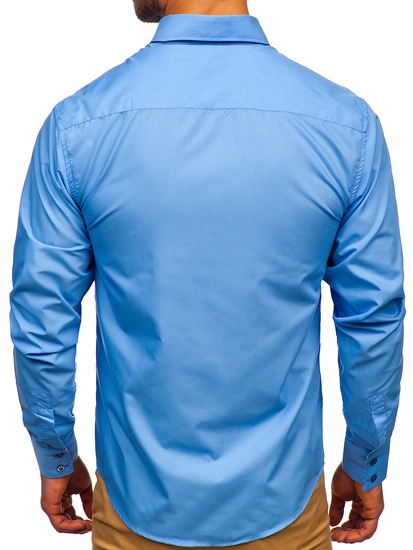 Herr Elegant Långärmad Skjorta Himmelsblå Bolf 0926