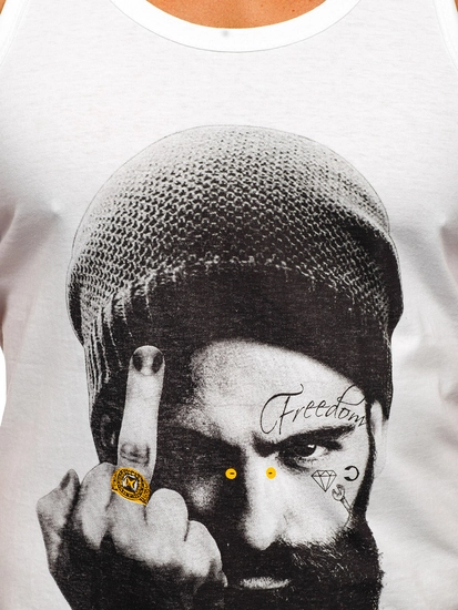 Herr Boxer Linne med tryck Vit Bolf 14842