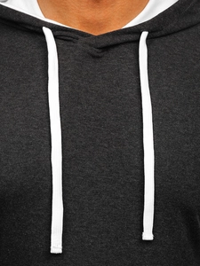 Herr Basic T-shirt med huva Antracitgrå-Vit Bolf 08