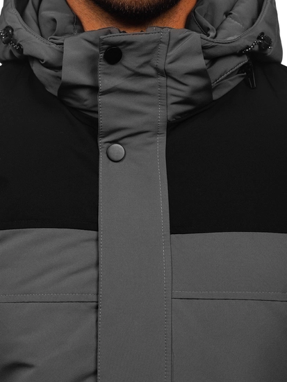 Herr Vinterjacka med huva Grafitgrå Bolf 22M322