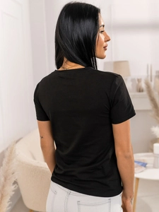 Dam T-shirt med tryck Svart Bolf 95T2502