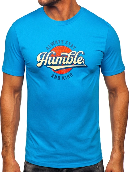 Herr Bomulls T-shirt med tryck Blå Bolf MPO3531