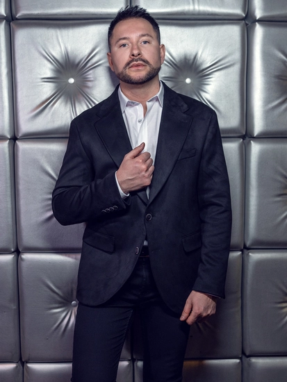 Herr Kavaj i sammet Svart Bolf 24410