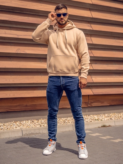 Herr Huvtröja med känguruficka Beige Bolf 1004