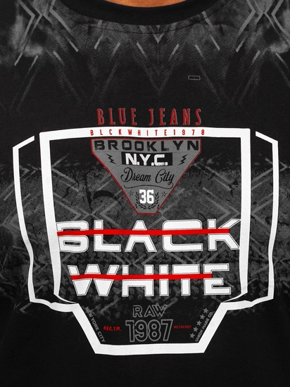 Herr T-shirt med tryck Svart Bolf 14207