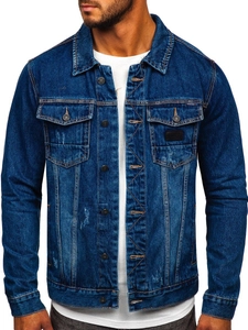 Herr Jeansjacka med luva Marinblå Bolf RB9824-1