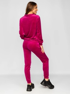 Dam 2-Delad Velour Träningsoverall Fuchsia Bolf 637