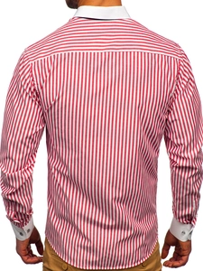 Herr Randig Långärmad Skjorta Röd Bolf 20727