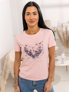 Dam T-shirt med tryck Rosa Bolf 95T2523