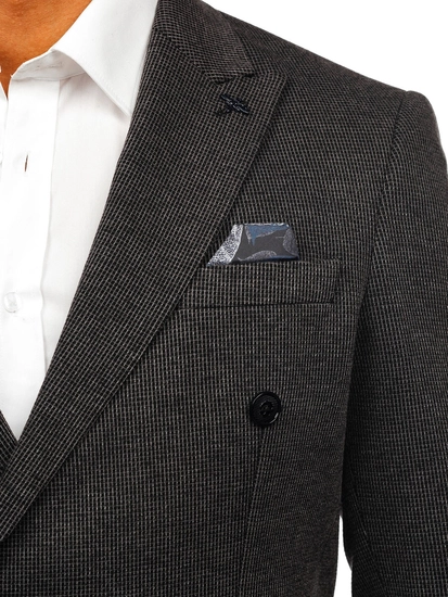Herr Dubbelbröstad Elegant Kavaj Antracit Bolf 007