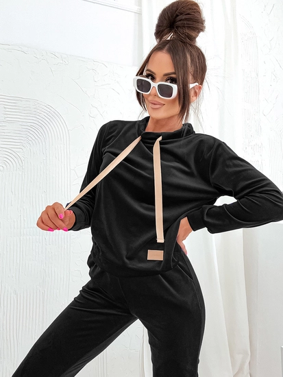 Dam 2-Delad Velour Träningsoverall Svart Bolf 637