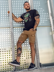 Herr Bomulls T-shirt med tryck Svart Bolf 192379A