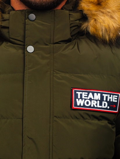 Herr Lång Quiltad Vinterjacka Kaki Bolf 6476