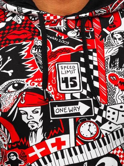 Herr Huvtröja med tryck Röd Bolf 141035