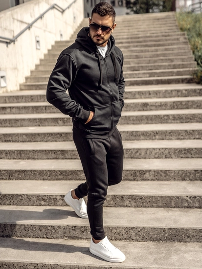 Herr Träningsoverall med dragkedja Svart Bolf D004