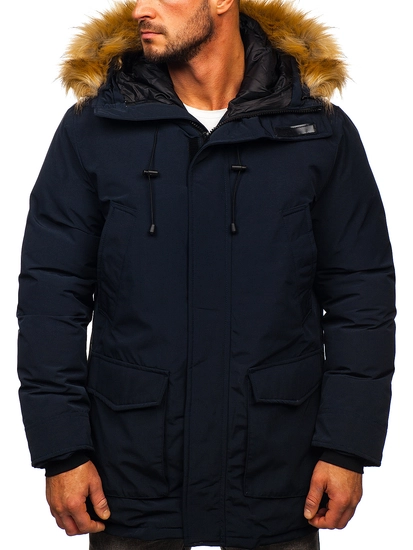 Herr Vinterparkas Marinblå Bolf 1173