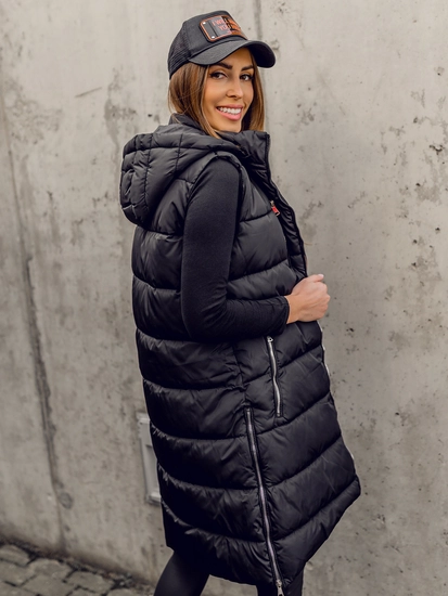 Dam Lång Quiltad Väst Svart Bolf 81261A