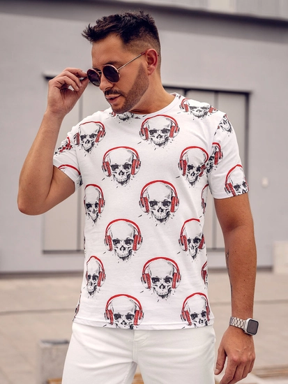 Herr T-shirt med tryck Vit Bolf 14919A