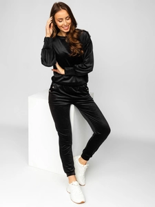 Dam 2-Delad Velour Träningsoverall Svart Bolf 642