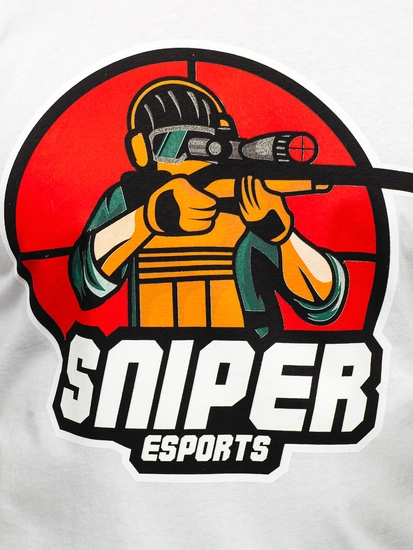 Herr Bomulls T-shirt med tryck Vit Bolf 143022