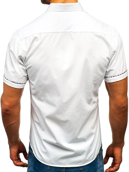 Herr Elegant Kortärmad Skjorta Vit Bolf 5509-1