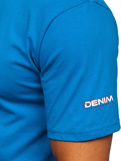 Herr Bomulls T-shirt Himmelsblå Bolf 14731