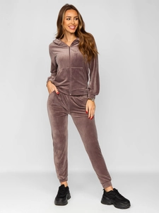 Dam 2-delad Velour Träningsoverall Cappuccino Bolf 829