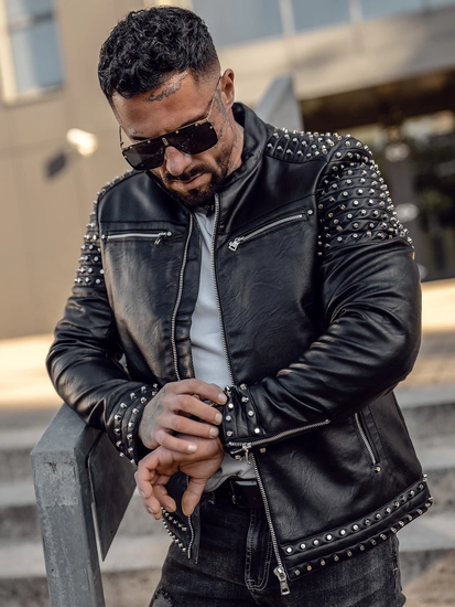 Herr Skinnjacka med dubbar Svart Bolf 11Z8007