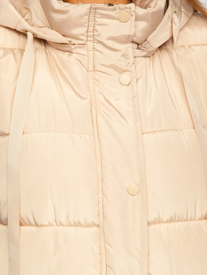 Dam Lång Quiltad Oversize Väst Beige Bolf 81276