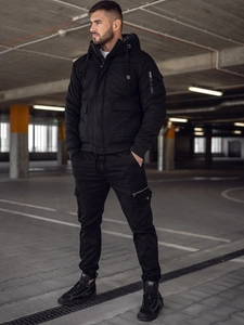 Herr Tjock Vinterjacka i bomull Svart Bolf 1890A