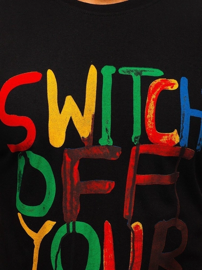 Herr T-shirt med tryck Svart Bolf 1181