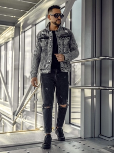 Herr Jeansjacka Grå Bolf AK588