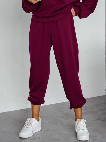 Dam 2-delad Träningsoverall med smörhuva Vinröd Bolf 525