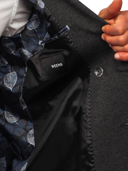 Herr Dubbelbröstad Elegant Kavaj Antracit Bolf 007