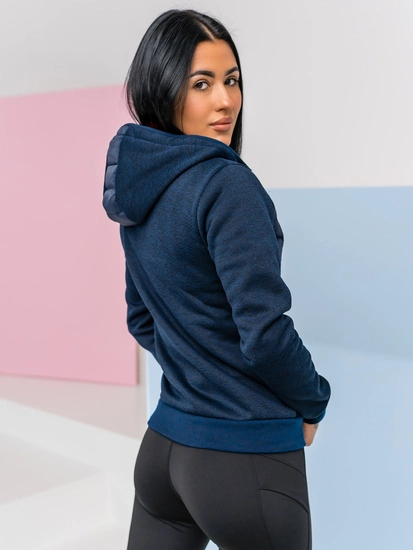 Dam Quiltad Lättviktsjacka med huva Marinblå Bolf KSW4001