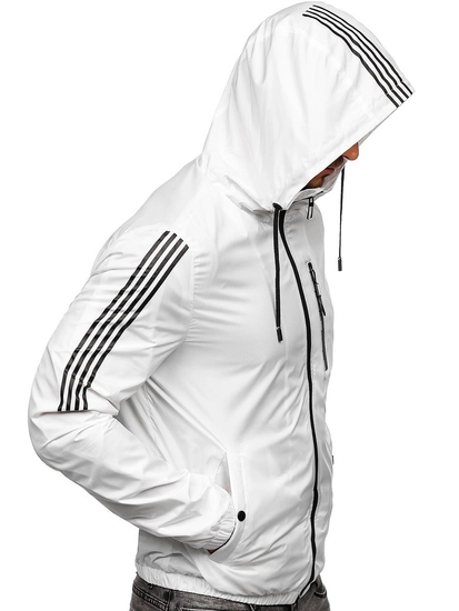 Herr Sportig Lättviktsjacka med luva Vit Bolf 6172