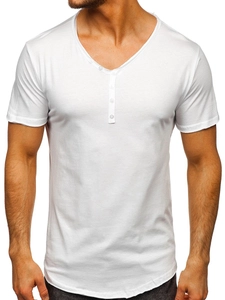 Herr Basic V-ringad T-shirt Vit Bolf 4049
