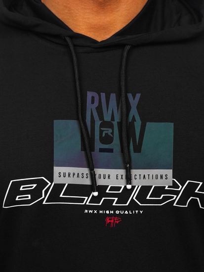 Herr Huvtröja med tryck Svart Bolf 146347