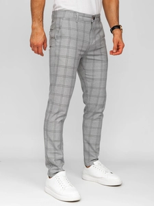 Herr Bomulls Rutig Chinos Grå-Svart Bolf 0036