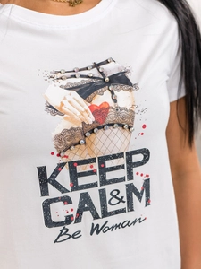 Dam T-shirt med tryck Vit Bolf 95T2502