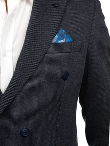 Herr Dubbelbröstad Elegant Kavaj Marinblå Bolf 006