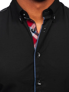 Herr Elegant Långärmad Skjorta Svart Bolf 22732