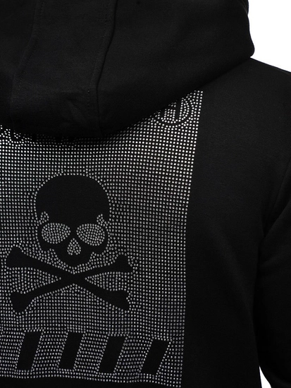 Herr Huvtröja med tryck Svart Bolf 33101