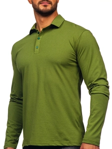 Herr Långärmad bomullspikétröja Grön Bolf 5119