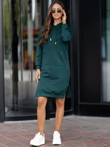 Dam sportig klänning med huva smör Bottle Grön Bolf 523