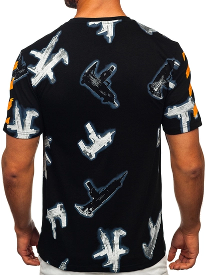 Herr Bomulls T-shirt med tryck Svart Bolf MPO3471