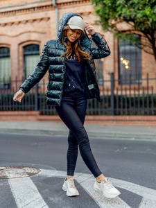 Dam Quiltad Vinterjacka med huva Grön Bolf B9583