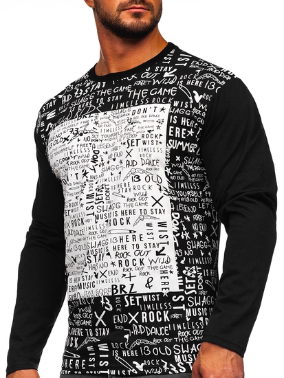 Herr Långärmad Top med tryck Svart Bolf 1213