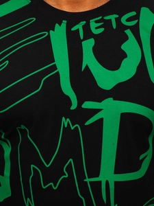 Herr Bomulls T-shirt med tryck Svart Bolf KS1972